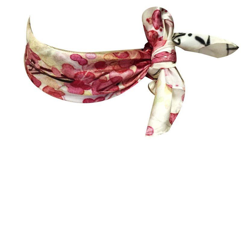 [Australia] - Allydrew Charmeuse Silk Neckerchief Square Scarves Pink Blossoms 