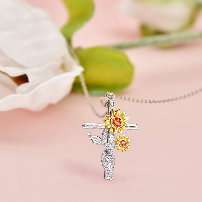 [Australia] - Distance Sunflower Necklace for Women 925 Sterling Silver You are My Sunshine Necklace Jewelry Gifts for Women Girls Mom Wife 