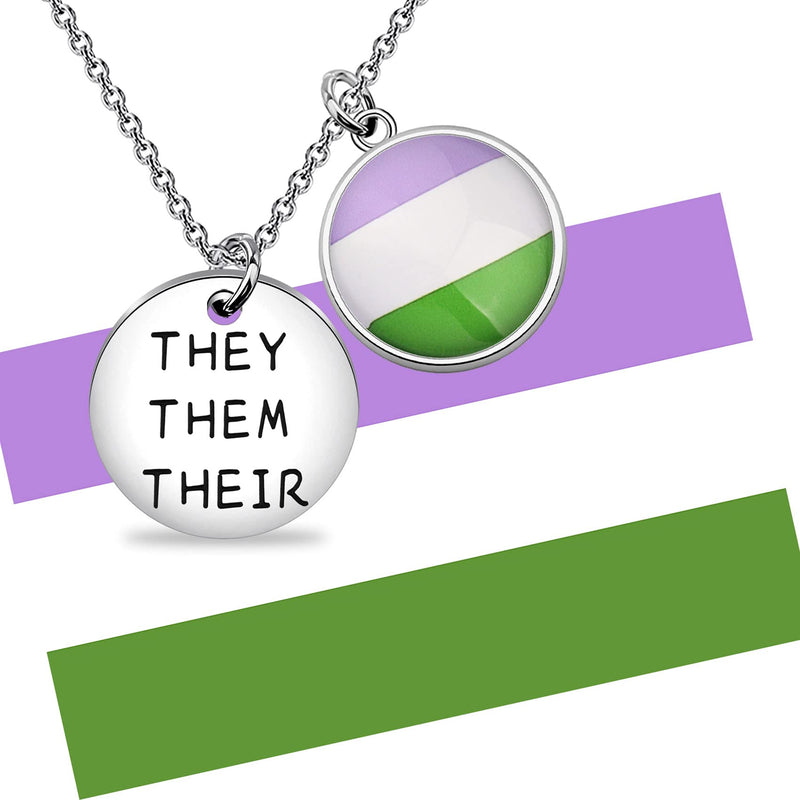 [Australia] - bobauna They Them Their Gender Pronouns Rainbow Pride Necklace Gay Pride Jewelry LGBTQ Bisexual Pride Gift pronouns necklace genderqueer 