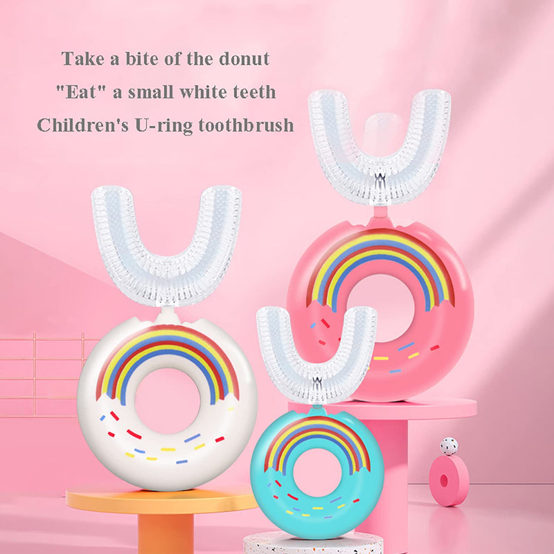 [Australia] - Kids U-Shaped Toothbrush,Silicone Manual Training Tooth Brush,360° Surround All-Round Cleaning (for Kids 2-6Y) Baby toothbrushes(White) White 