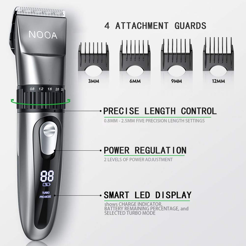 [Australia] - NOOA Cordless Hair Clippers for Men Hair Trimmer Haircut Kit, Rechargeable Mens Beard Trimmer Complete Hair Cutting Kit for Kids and Adults Gray 