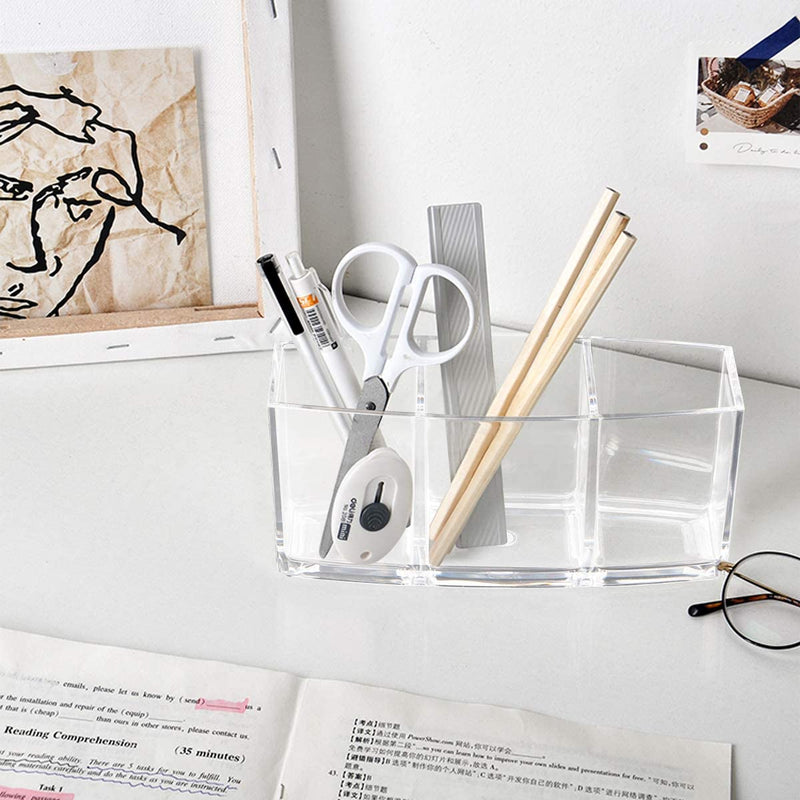 [Australia] - Makeup Brush Holder Organizer, 3 Slot Acrylic Makeup Brush Organiser, Eyeliners Display Holder for Comestic Organizing (2 Packs Clear) 2 Packs Clear 