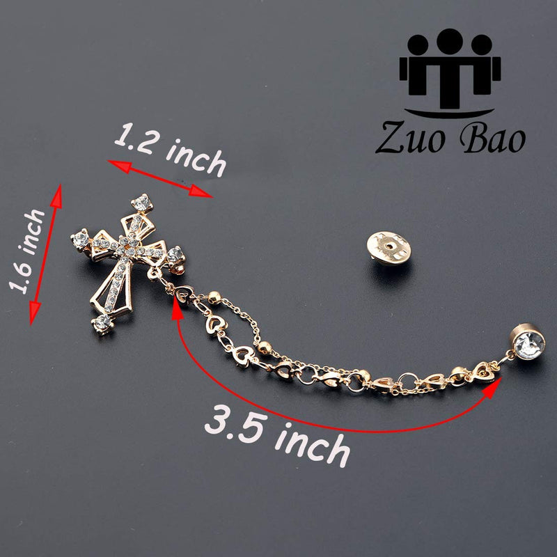 [Australia] - Christian Cross Jewelry Cross Zircon Brooch Pin Cubic Zirconia Cross Crusader Cross Lapel Pin Crystal Rhinestone Crucifix Pin Brooch Gift for Godmother Godfather G cross 