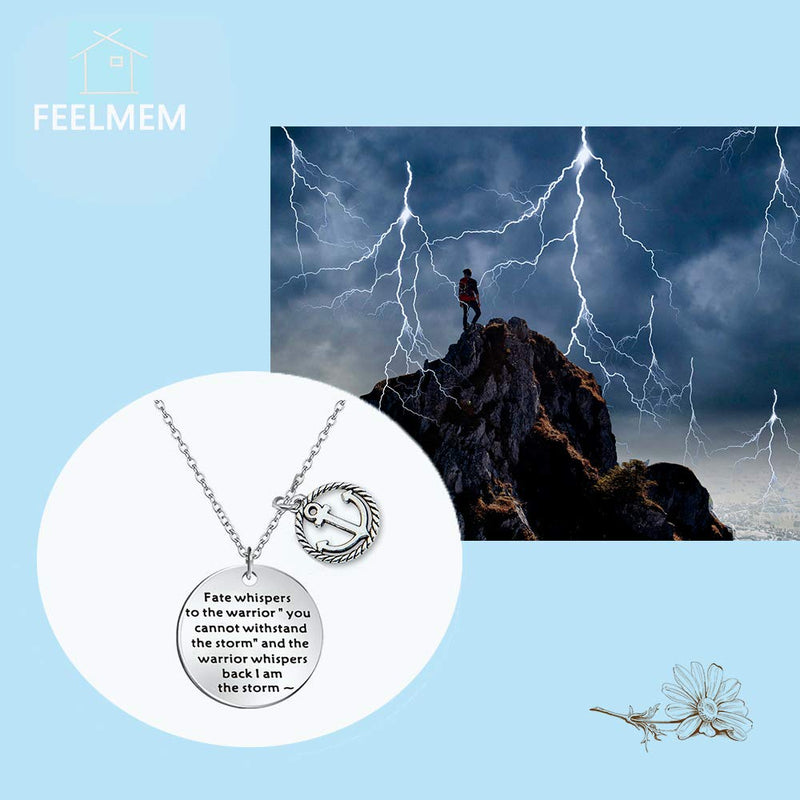 [Australia] - FEELMEM Encouragement Keychain I am The Storm Fate Whispers to The Warrior Keyring Inspirational Jewelry Gift necklace 