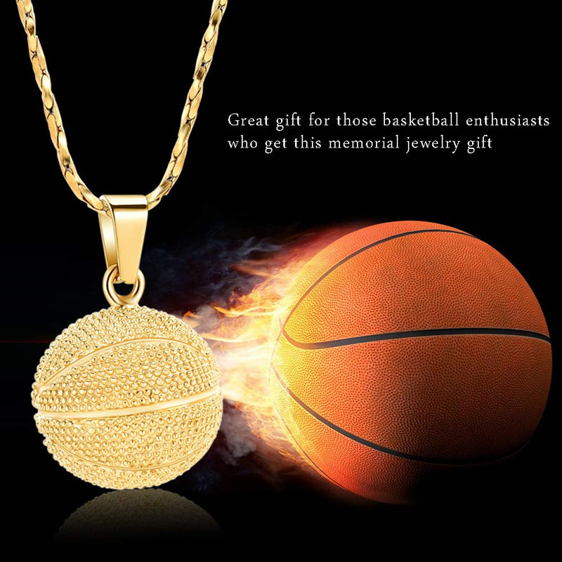 [Australia] - Imrsanl Cremation Necklace for Ashes Urn Jewelry Stainless Steel Basketball/Football Cremation Ashes Jewelry Keepsake Memorial Urn Pendants Gold 