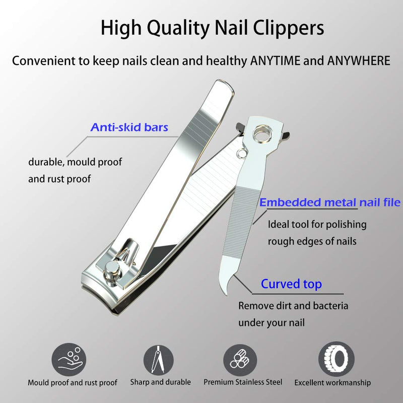 [Australia] - Nail Clipper Set,Premium Stainless Steel Fingernail and Toenail Clipper Cutters, Fingernail Clipper Cutters Sets with Nail File Sharp,Effortless Stainless Steel Nail Clippers for Men & Women Large and Small 