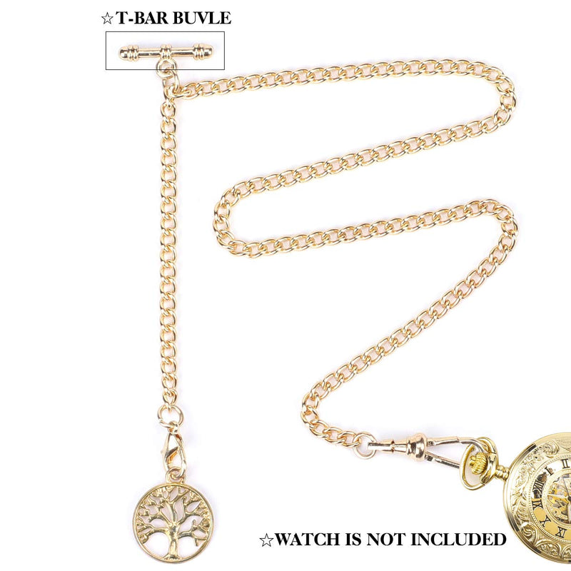 [Australia] - Pocket Watch Albert Vest Chain with T Bar & Lobster Clasps, ManChDa Watch Chain Curb Link Chain & Pocket Watch Stand（Silver） 1.Gold 