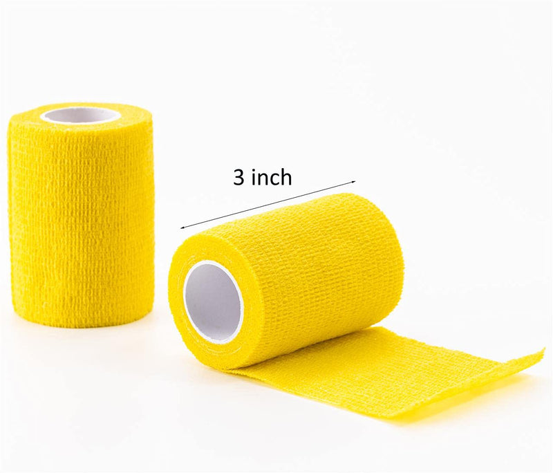 [Australia] - 16 Pack 3 inch Self Adhesive Bandage Wrap, Self Adherent Cohesive Bandage for Humans, Vet Wrap for Pets Animals (Yellow) Yellow 