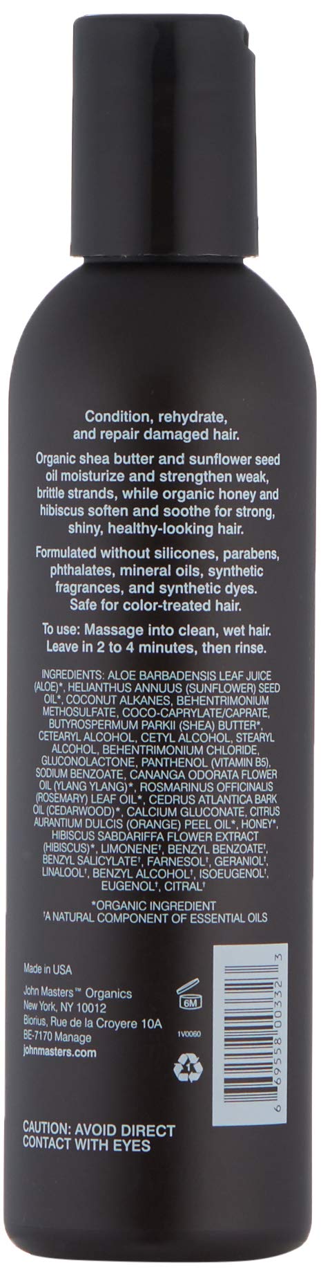 [Australia] - john masters organics Conditioner for Damaged Hair with Honey & Hibiscus 177 ml, (Pack of 1) 