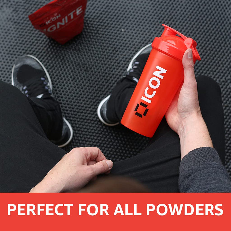 [Australia] - ICON Protein Shaker Bottle (Pack of 2), 100% Leak Proof 700ml Protein Shaker - Clear & Red Clear and Red 