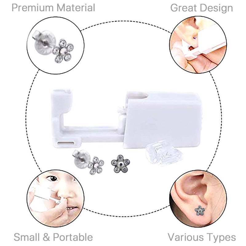 [Australia] - Ear Piercing Gun, Disposable Sterile Ear Piercing Gun Safety Self Ear Piercing Gun Kit Ear Stud Gun with Cotton Pad for Piercing Kit, Piercing Tool and Piercing Supplies (#5, Silver) 