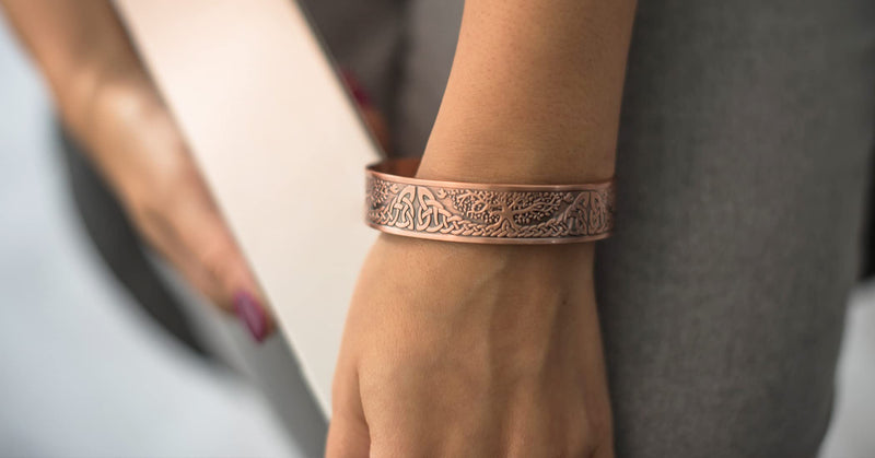 [Australia] - Vicmag Copper Magnetic Bracelet for Men 3500 Gauss Magnets 100% Solid Pure Copper Jewelry Cuff Bangles Gift (1pc 9 Magnets Tree) 1pc 9 Magnets Tree 