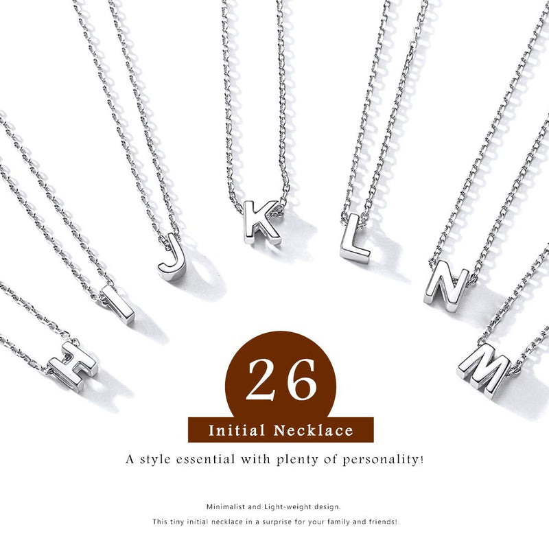 [Australia] - ChicSilver 925 Sterling Silver Letter A-Z Pendant Necklace, Dainty Small Initial Necklace for Women, Silver/Gold (with Gift Box) M-Silver 
