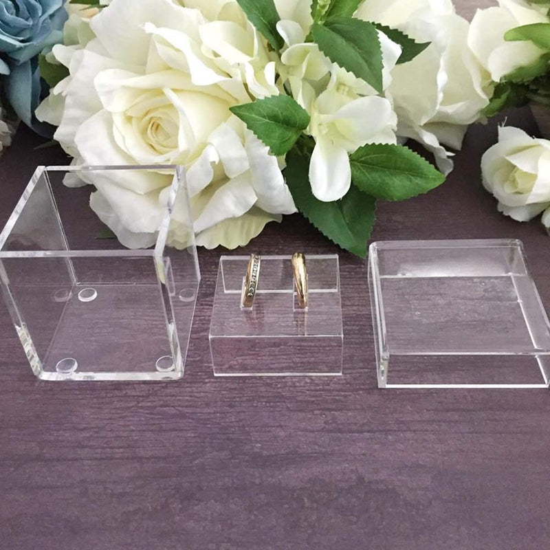 [Australia] - AiLa Acrylic Clear Ring Holder Crystal Jewelry Ring Box For Gifts Wedding Without Flowers (Clear) 