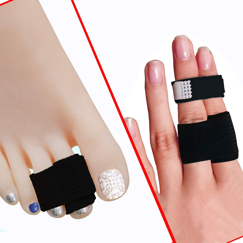 [Australia] - Reppkyh Finger Wraps, Pack of 14 PCS Tapes for Broken, Finger Loops Tapes for Broken Finger Cushion Bandages Splint Straightener Black Fabric Toe 12 Pcs 