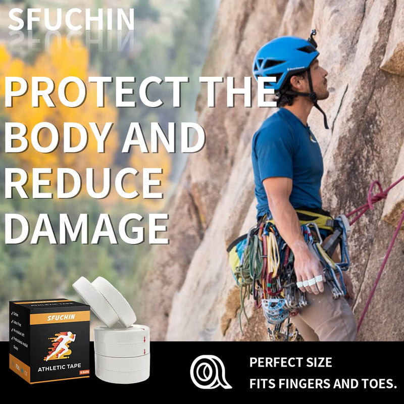 [Australia] - White Athletic Tape (6 Pack 0.5" 10 Yards) - Finger Tape - Medical Tape - Foot Tape - No Sticky Residue & Easy to Tear - for Rock Climbing, Jiu-Jitsu, Grappling, Martial Arts, Hockey Stick, Lifters 0.5 Inch (Pack of 6) 