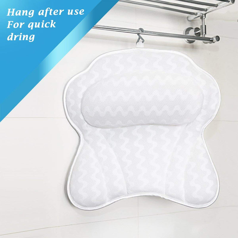 [Australia] - Luxury Bath Pillow with 6 Strong Suction Cups for Tub, Extra Large Size Pillow Bath Cushion for Bathtub, Hot Tub, Jacuzzi, Home Spa Pillow Support for Head, Neck, Back and Shoulders 