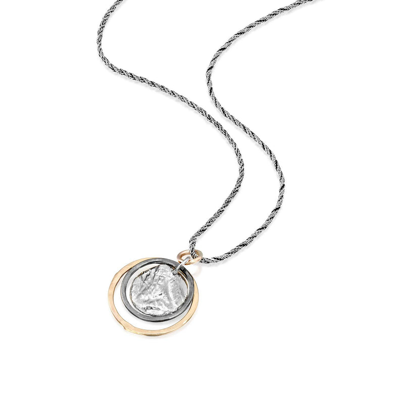 [Australia] - Graduated Circles 925 Sterling Silver and 14k Gold Filled Multi Hoops Drop Pendant 