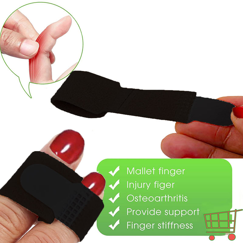 [Australia] - Reppkyh Finger Wraps, Pack of 14 PCS Tapes for Broken, Finger Loops Tapes for Broken Finger Cushion Bandages Splint Straightener Black Fabric Toe 12 Pcs 