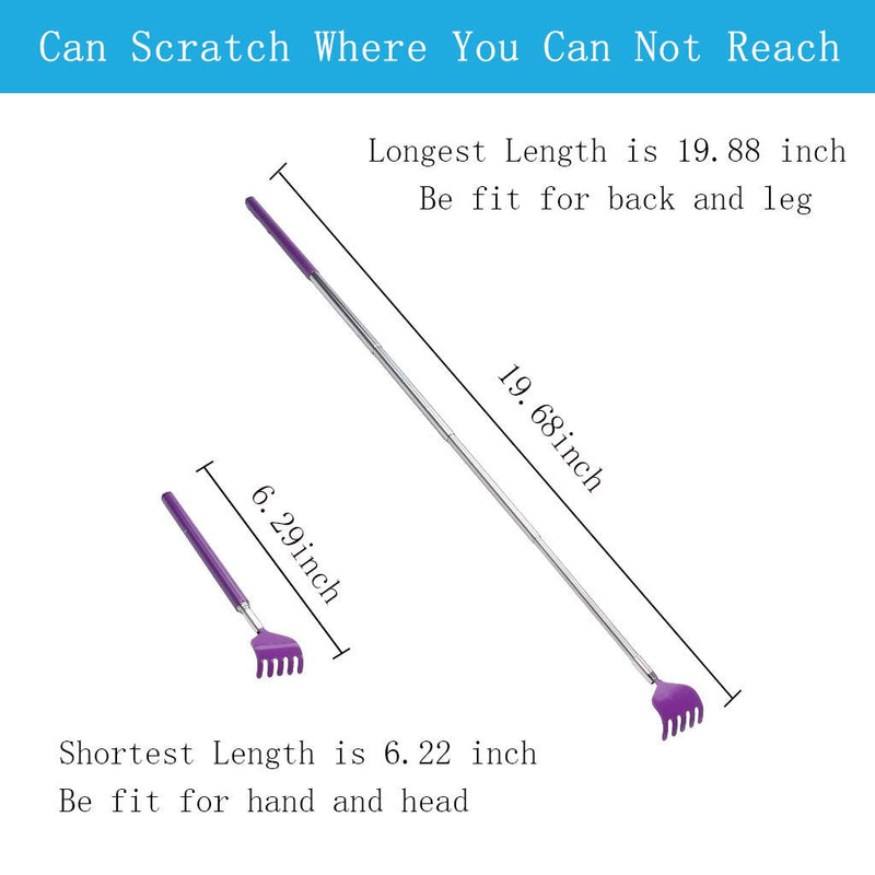 [Australia] - Portable Extendable Back Scratcher, OWUDE Telescoping Scratcher Tetractable Bear Claw Metal Hand Massager Tool Pack of 2 (Black + Purple) (Style 1) 