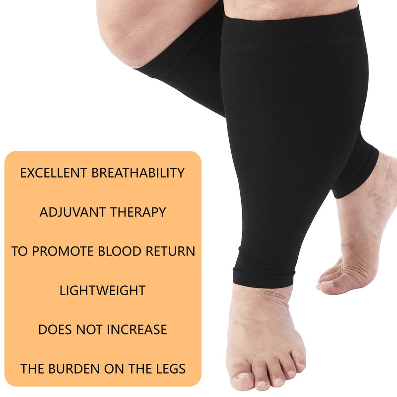 [Australia] - Plus Size Compression Sleeves for Calves Women Wide Calf Compression Legs Sleeves Men 7XL, Relieve Varicose Veins, Edema, Swelling, Soreness, Shin splints, for Work, Travel, Sports and Daily Wear Black XXXXXXX-Large 