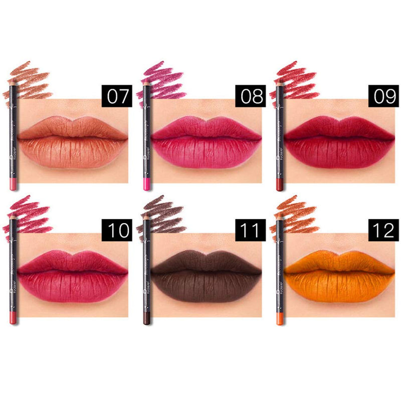[Australia] - TEEROVA 12 Colors Lip Liner Pencil Matte Mist Waterproof Long Lasting Lipstick Lip Liner Set 