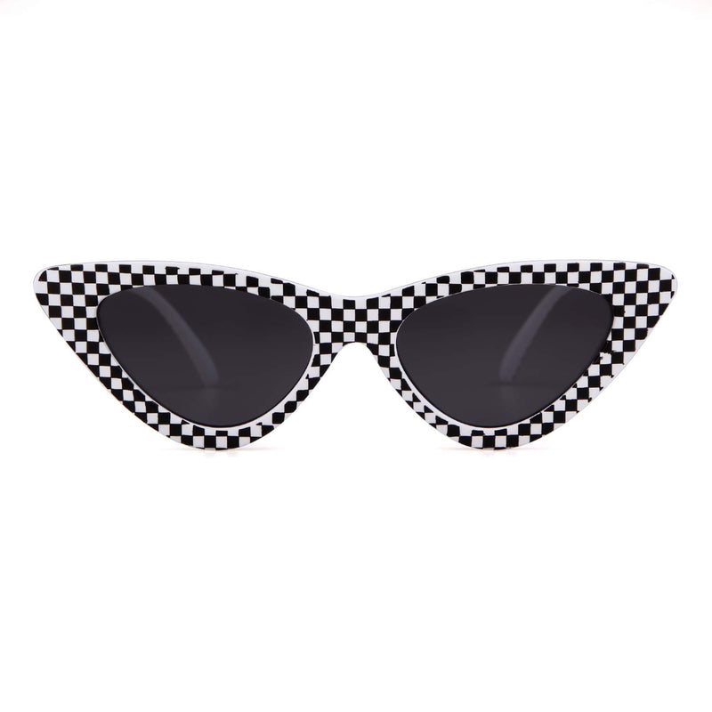 [Australia] - Gifiore Retro Vintage Cateye Sunglasses for Women Clout Goggles Plastic Frame Glasses Checkered 51 Millimeters 