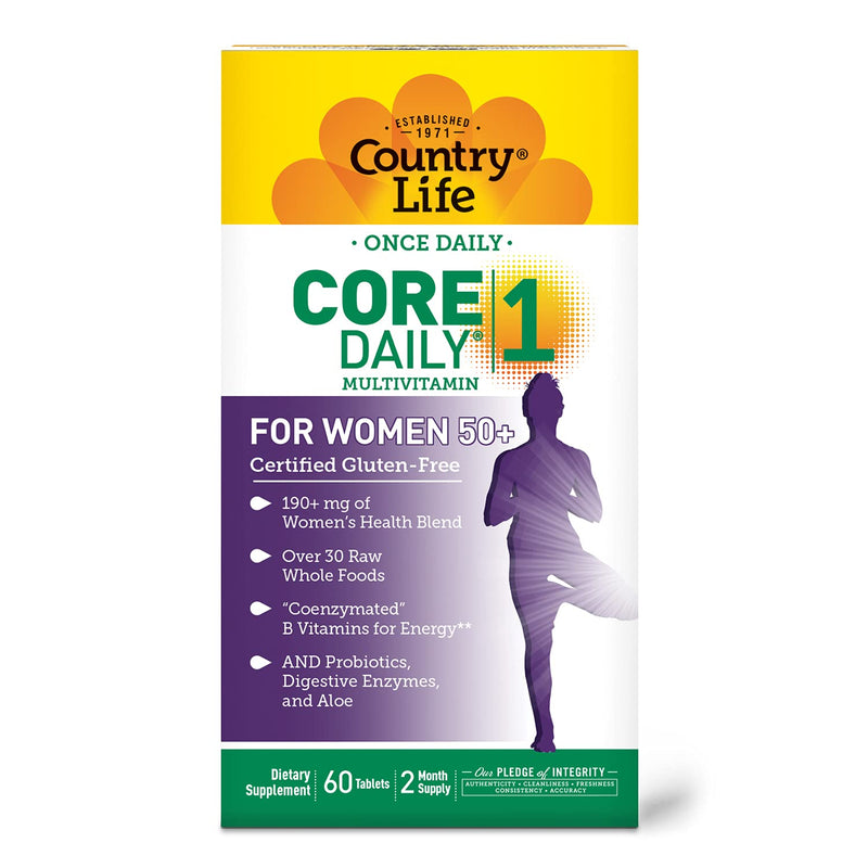 [Australia] - Country Life Core Daily-1 for Women 50 Plus - 60 Tablets - 200+mg of Women's Health Blend - Over 30 Raw Whole Foods 