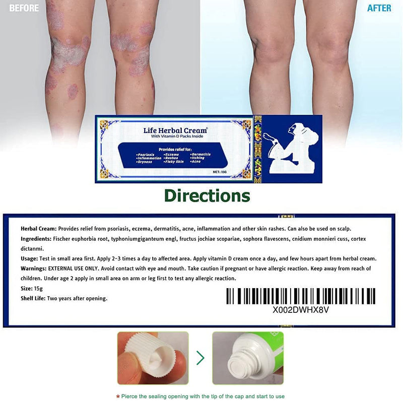 [Australia] - Life Herbal Cream with Vitamin D Packs Skin Relief Itch Inflammation Ointment Rashes 