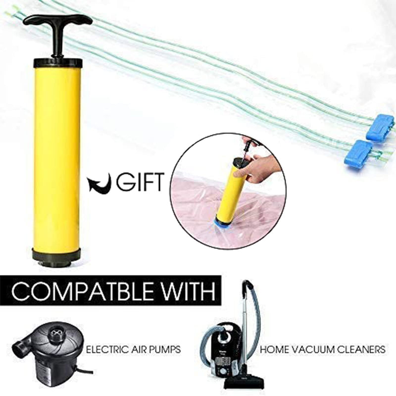 [Australia] - Premium Reusable Vacuum Bags (Jumbo 4 Pack,Travel Hand Pump Included)Jumbo Airtight Space Compression Bags - Max Space Saving for Bedding, Duvets, Clothes 