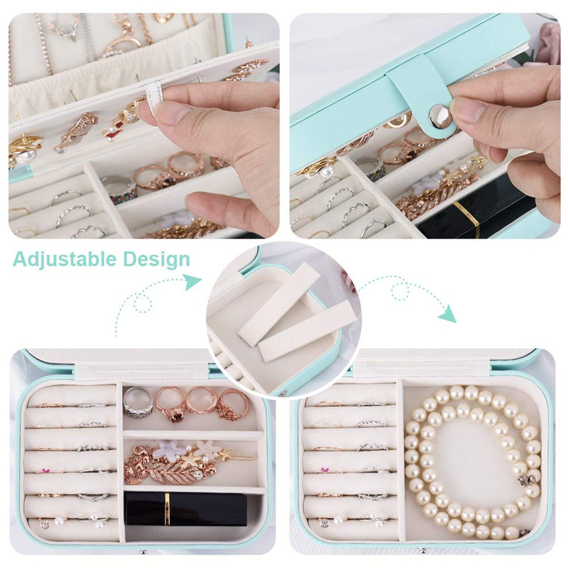 [Australia] - homchen Travel Jewelry Organiser Cases, Jewelry Storage Box for Necklace, Earrings, Rings, Bracelet (Box-Light Blue) Box-Light Blue 