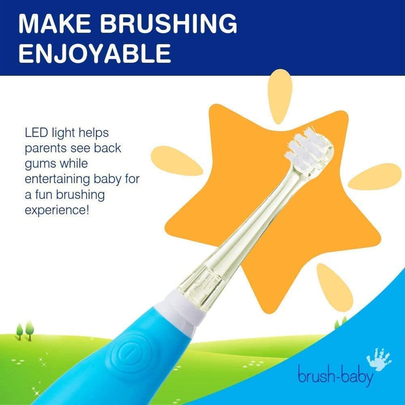 [Australia] - Brush Baby BabySonic Infant and Toddler Electric Toothbrush for Ages 0-3 Years - Smart LED Timer and Gentle Vibration Provide a Fun Brushing Experience - Includes 2 Sensitive Brush Heads (Pink) Pink 