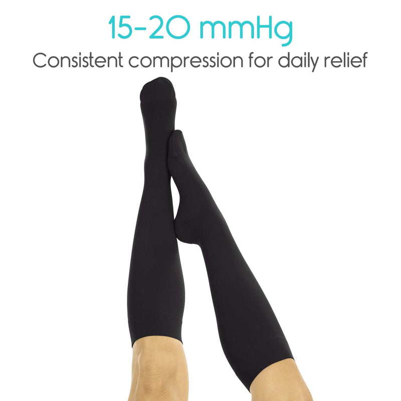 [Australia] - TruCompress Compression Stockings - 15- 20 mmHg for Varicose Veins - Ultra Sheer TED Style Hose for Women and Men - Knee High for Swelling, Soreness, Maternity, Pregnancy and Nurses Black Large 