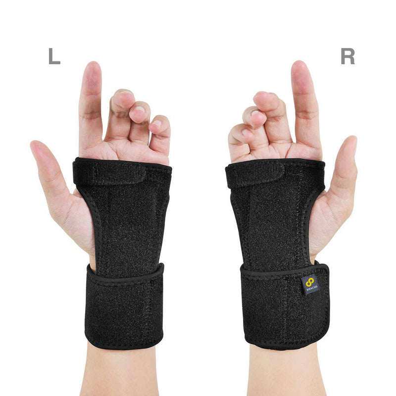 [Australia] - Bracoo Wrist Splint, Breathable Hand Stabilizer Brace for Carpel Tunnel Syndrome, Tendonitis, and Acute Sprains, Supports All Wrist Sizes, Black, WP30, 1 Count One Size - Open Frame 
