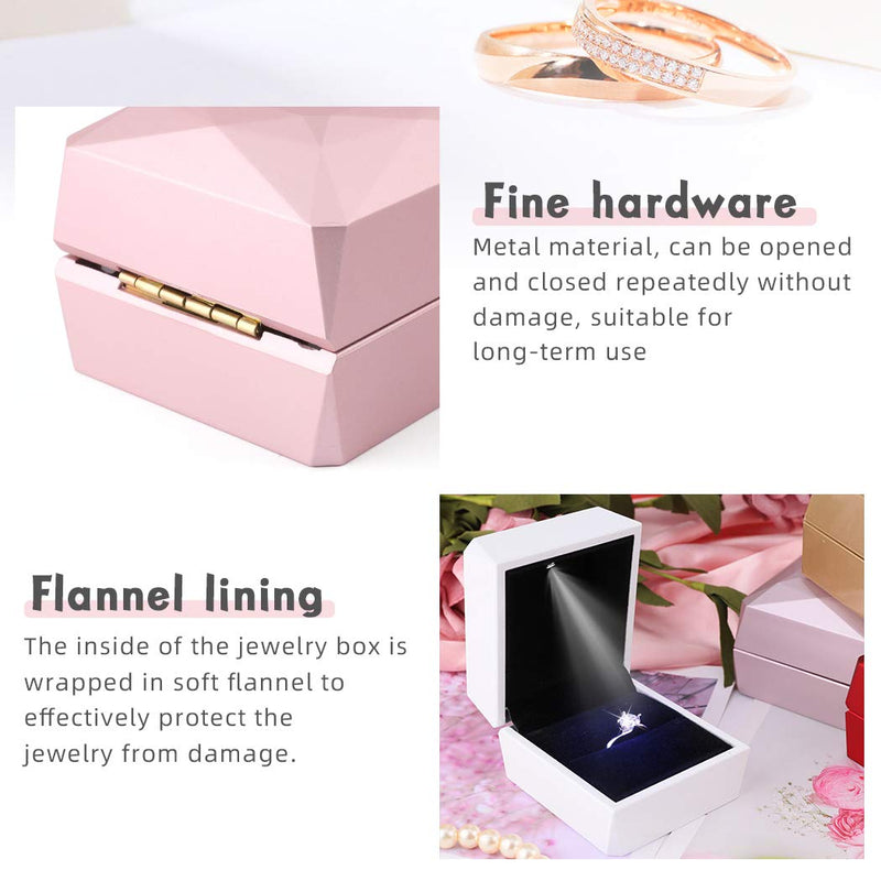 [Australia] - iSuperb Ring Box Proposal Engagement Square Ring Boxes with LED Light Case Jewelry Gift Box for Proposal Wedding Valentine's Day Anniversary Christmas (Golden) Golden 