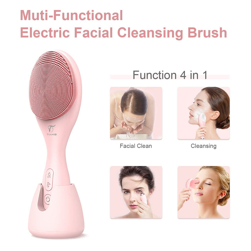 [Australia] - Sonic Facial Cleansing Brush, Rechargeable Waterproof Silicone Face Exfoliating Brush Advanced Portable Handheld Face Scrubber Brush Face Cleansing Device with 3 Speed | 42‚ÑÉ Heated Massage 