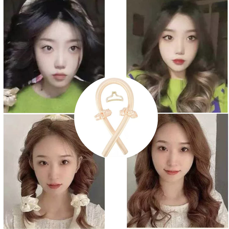 [Australia] - RHXWFDG 1 Piece Heatless Curling Rod Headband Rubber Heatless Curls Hair Styling Tool with Scrunchies and Hair Clip for Long Medium Hair, Gold 