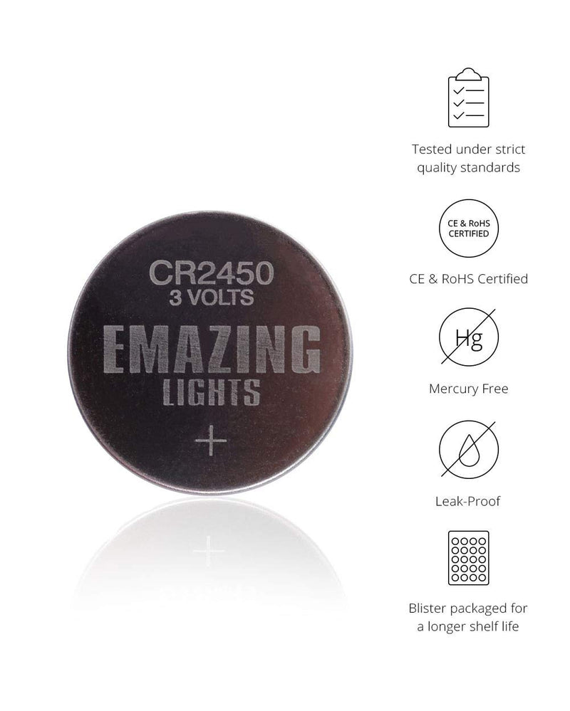 [Australia] - CR2450 Batteries 20 Pack 3V Lithium Button Cell Battery Pack EmazingLights 20 Count (Pack of 1) Silver 