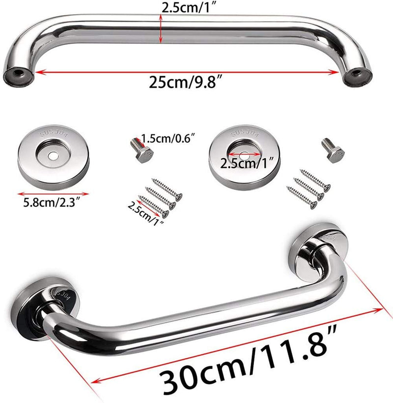 [Australia] - Bathroom Grab Bar Stainless Steel Bath Grab Safety Hand Rail Support Shower Toilet Aid for Disabled Elderly Children Mobility & Daily Living Aids 30CM 