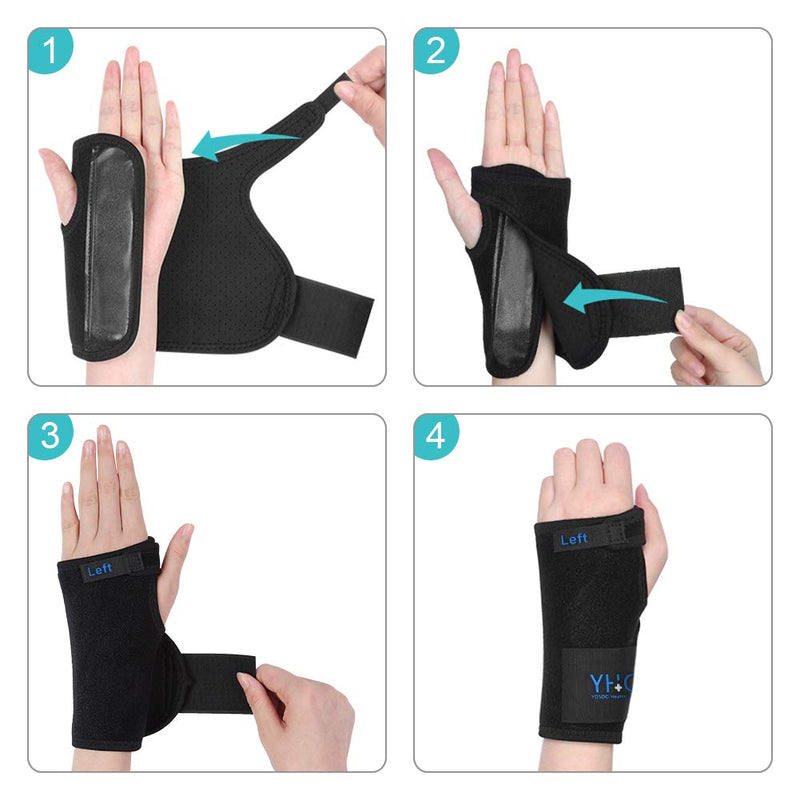 [Australia] - Wrist Brace, Wrist Splint Support Wrist Palm Protector with Metal Splint Stabilizer & Elastic Edged Thumb Hole for Carpal Tunnel, Tendonitis, Sports Injuries Pain Relief (Left Hand) Left Wrist 