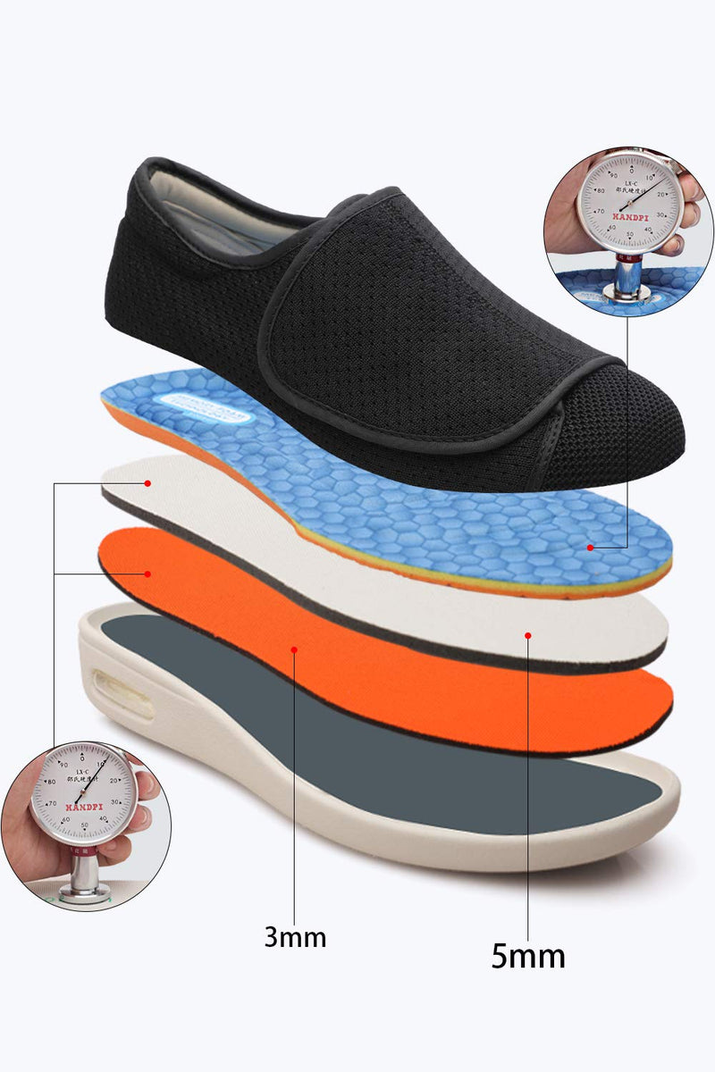 [Australia] - strywoik Women's Wide Width Shoes - Walking Adjustable Wide Comfort Women’s Diabetes Shoes for Diabetic Edema Plantar Fasciitis Bunions Arthritis Swollen Feet 8 Wide Full Black 