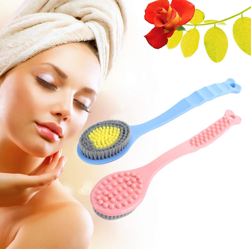 [Australia] - QiCheng&LYS Bath Brush with Long Handle,Back Cleaning Brush,Back Scrubber -Bath & Shower Body Brush -14in (Blue) Blue 