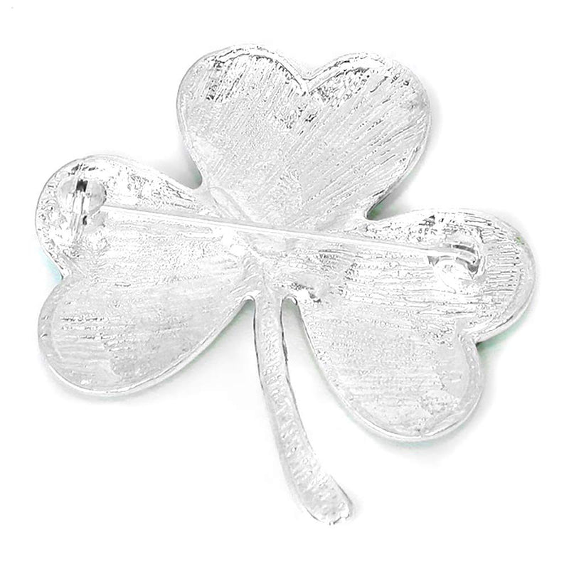 [Australia] - Joji Boutique Silver & Green Shamrock/Clover Pin 