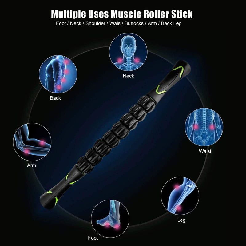 [Australia] - CHAOCHI Muscle Roller Stick, Deep Tissue and Trigger Point Massage Stick Post for Workout Recovery, Relieve Leg/Thighs Cramps, Back Soreness, Arms Pain, Promotes Circulation Black 