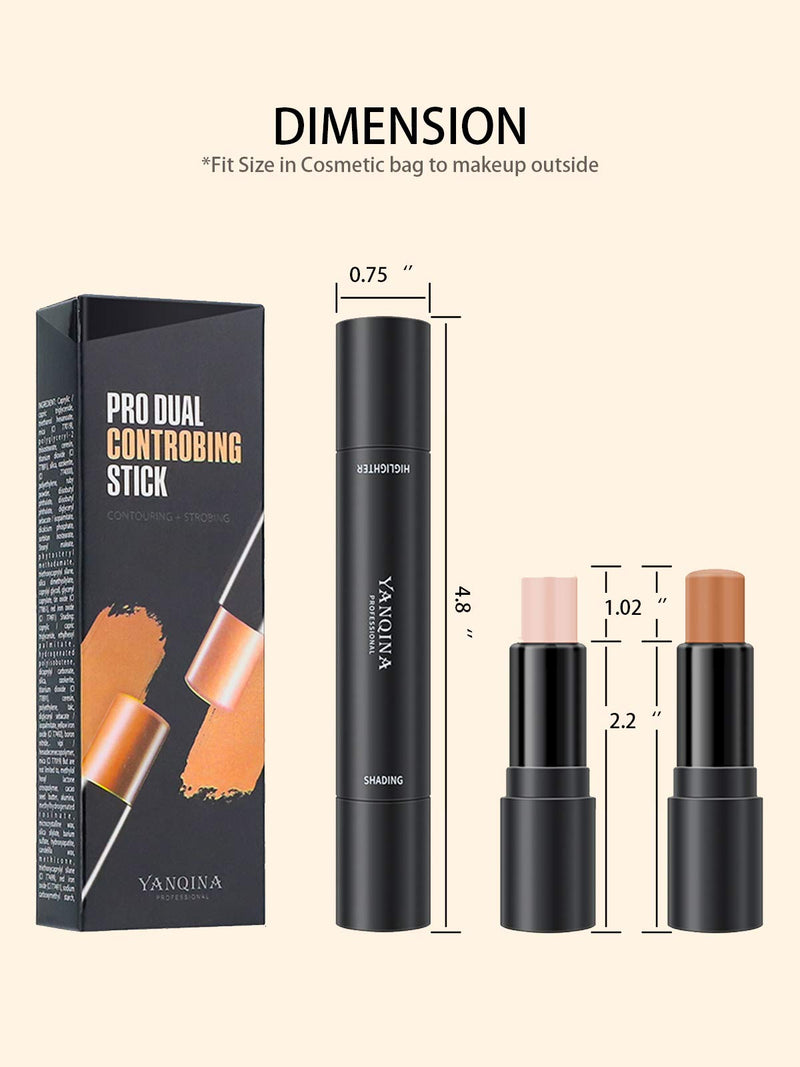 [Australia] - MIRORA Highlighter Stick, Shading Contour Stick for Makeup, 2 in 1 effect Face Cosmetics (2 Colors, Lvory, Dark Brown) 