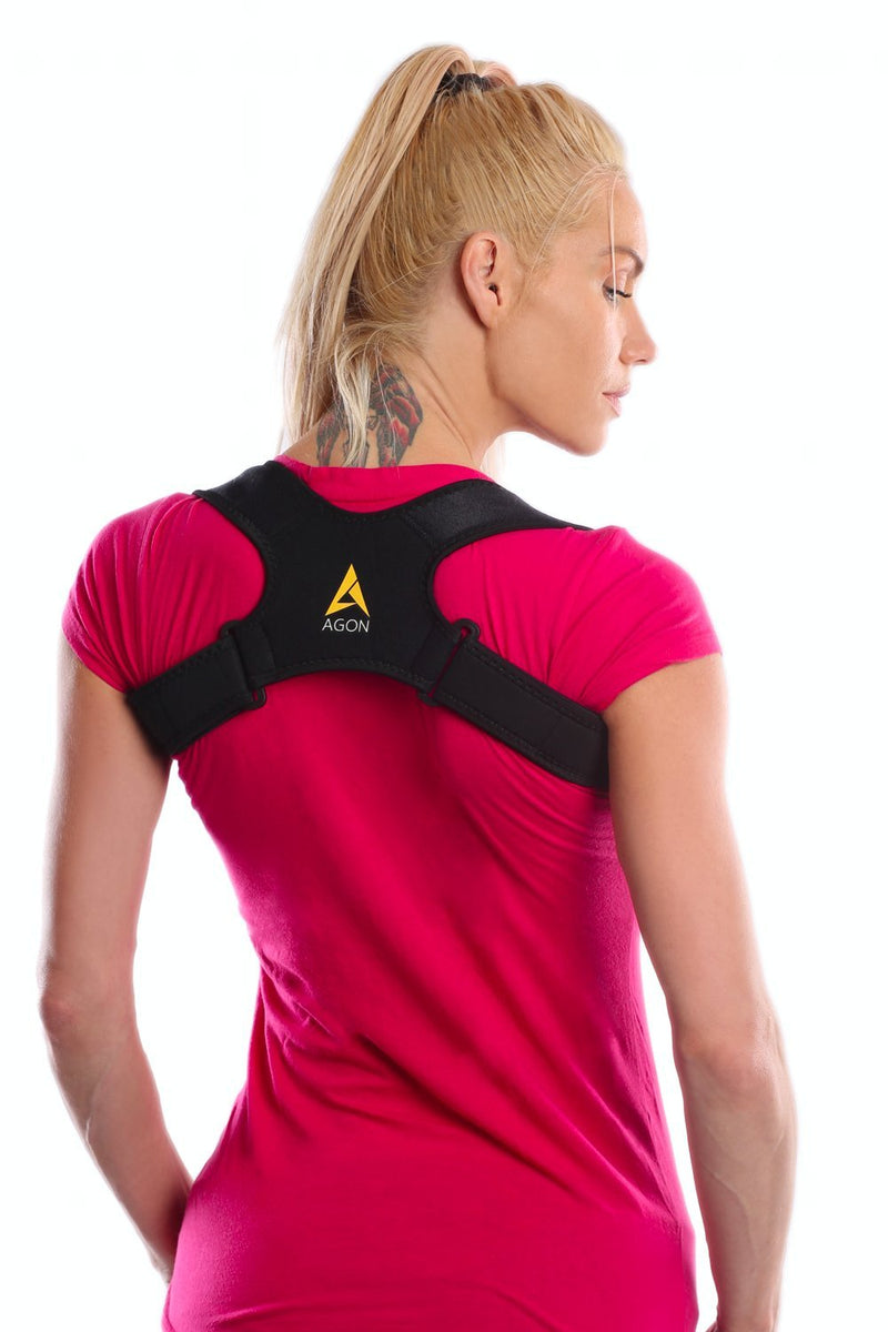 [Australia] - Agon® Posture Corrector Clavicle Brace Support Strap, Posture Brace Medical Device to Improve Bad Posture, Thoracic Kyphosis, Shoulder Alignment Upper Back Pain Relief for Men and Women S/M 