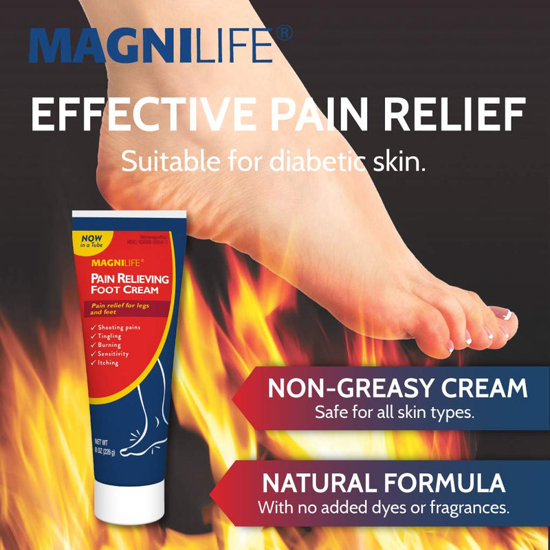 [Australia] - MagniLife Pain Relieving Foot Cream, All-Natural Moisturizing Foot Pain Relief with Beeswax and Eucalyptus to Soothe Soreness, Burning, Tingling, and Sensitivity - 8oz 8 oz 