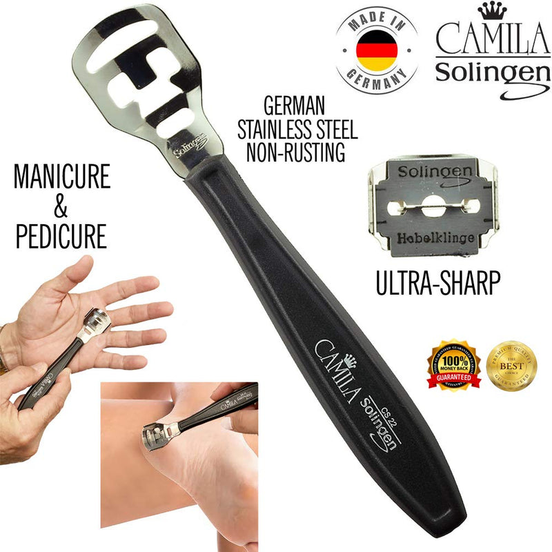 [Australia] - Camila Solingen CS22 Callus Remover for Feet and Hand, Dry Feet Treatment and Wart Removal, Razor Blade Scraper Foot Exfoliator, Pedicure Tools for Healthy Foot Care, Pedi Corn and Dead Skin Remover 5.5 Inch (Pack of 1) 