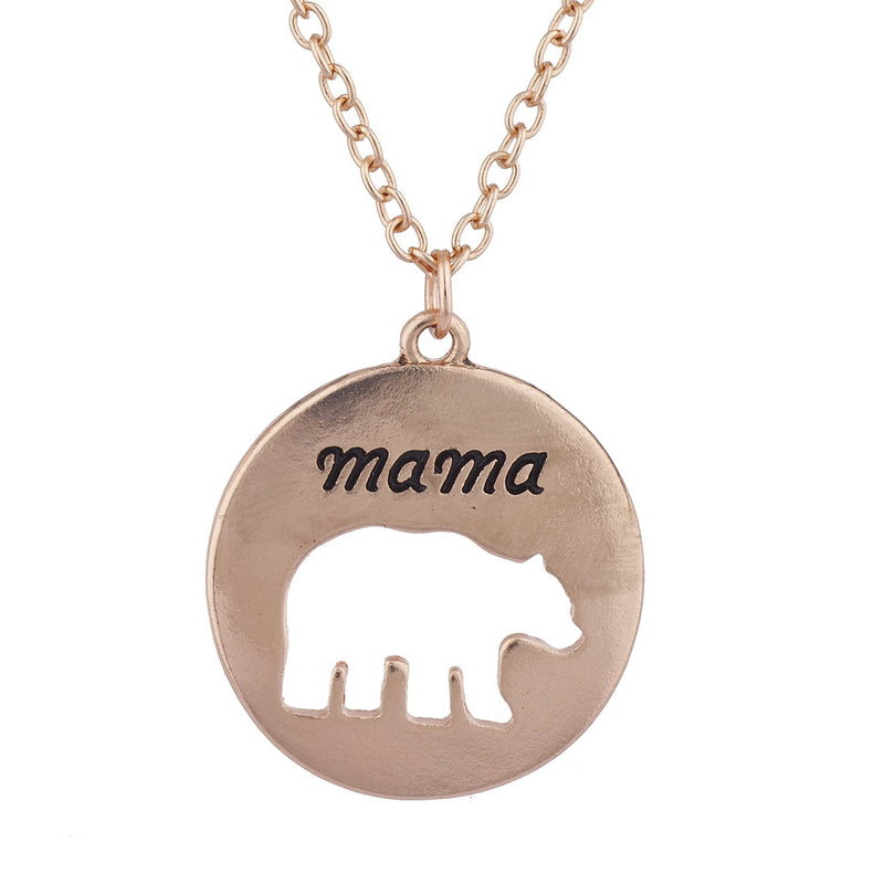 [Australia] - Lux Accessories Mama Bear Mother Daughter Charm Necklace Set 2 Rose Gold 