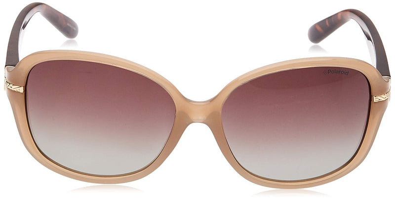 [Australia] - Polaroid women's P8419 Rectangular Sunglasses Beige/Brown Faded Polarized 